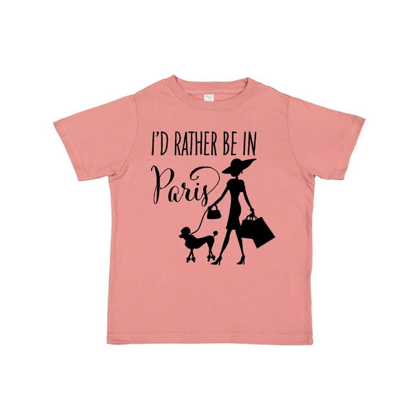 inktastic Id Rather Be in Paris Shopping and Travel in Pink Toddler T-Shirt 